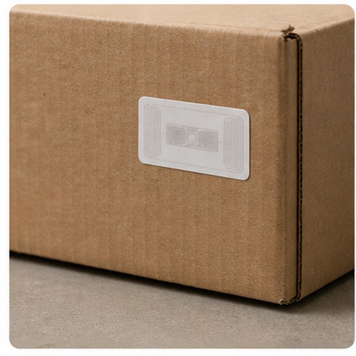 RFID etiketė ant siuntos pakuotė